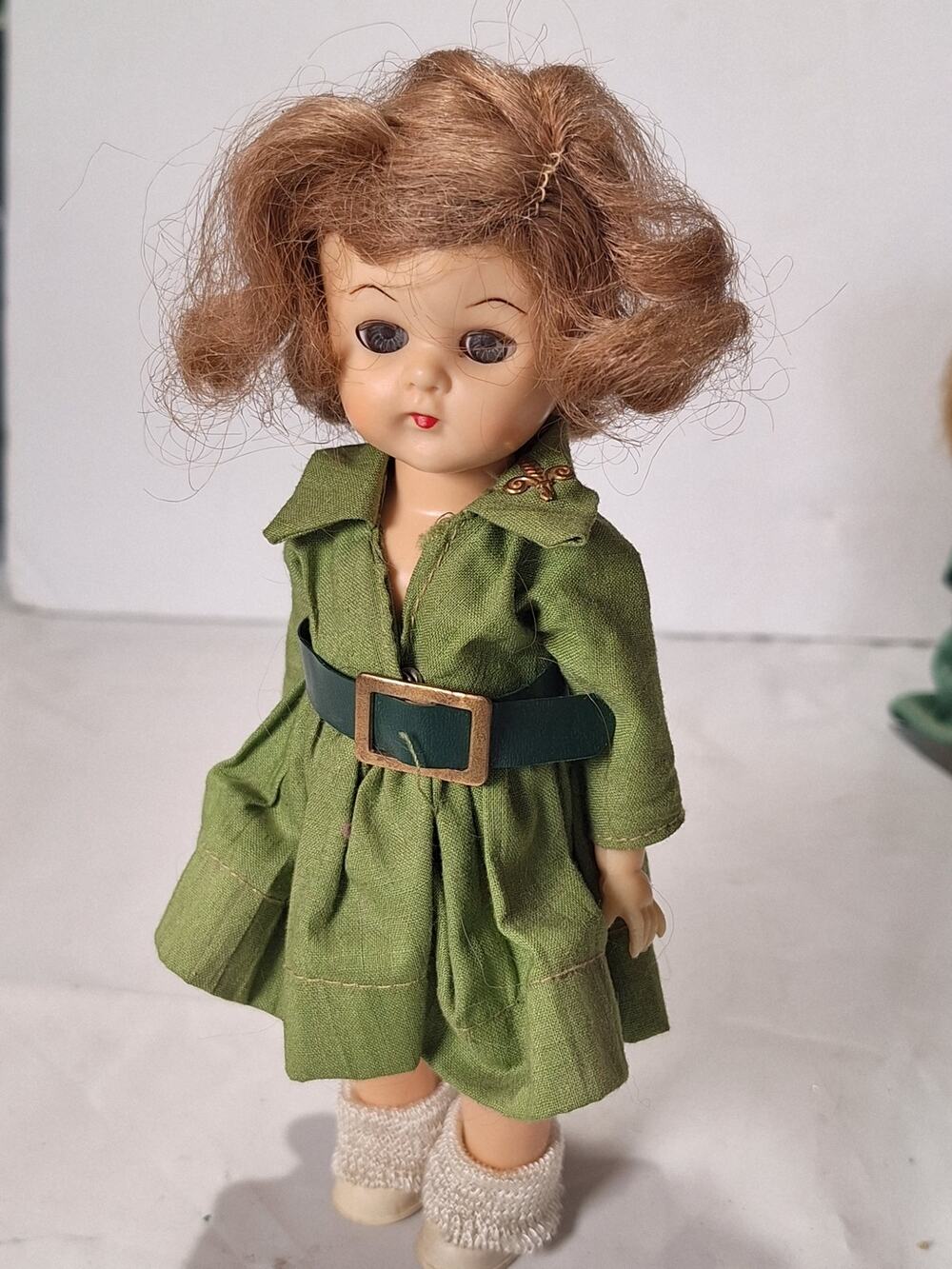 Vintage 1950s Cosmopolitan Ginger Girl Scout Walker Doll 8.5in Sleep Eyes